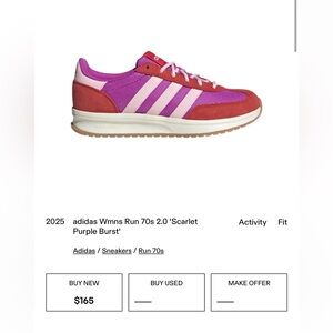 Adidas Women's Run 70s Sneakers - Red and Purple